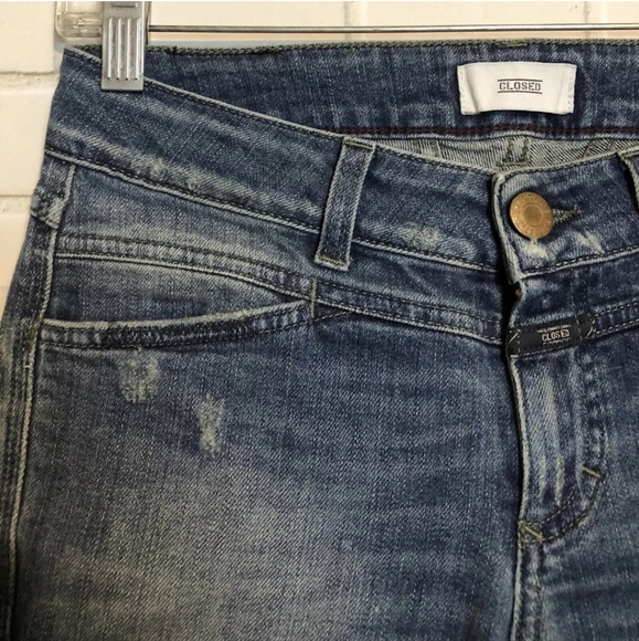 Closed Pedal Star Distressed Skinny Stretch Denim Blue Jeans 25 - Picture 5 of 12